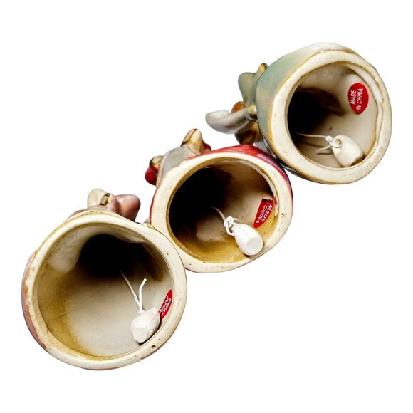 Lot 3 Vtg Ceramic Christmas Angel Bell Tree Ornaments Singing Choir Glazed Set - Picture 8 of 11